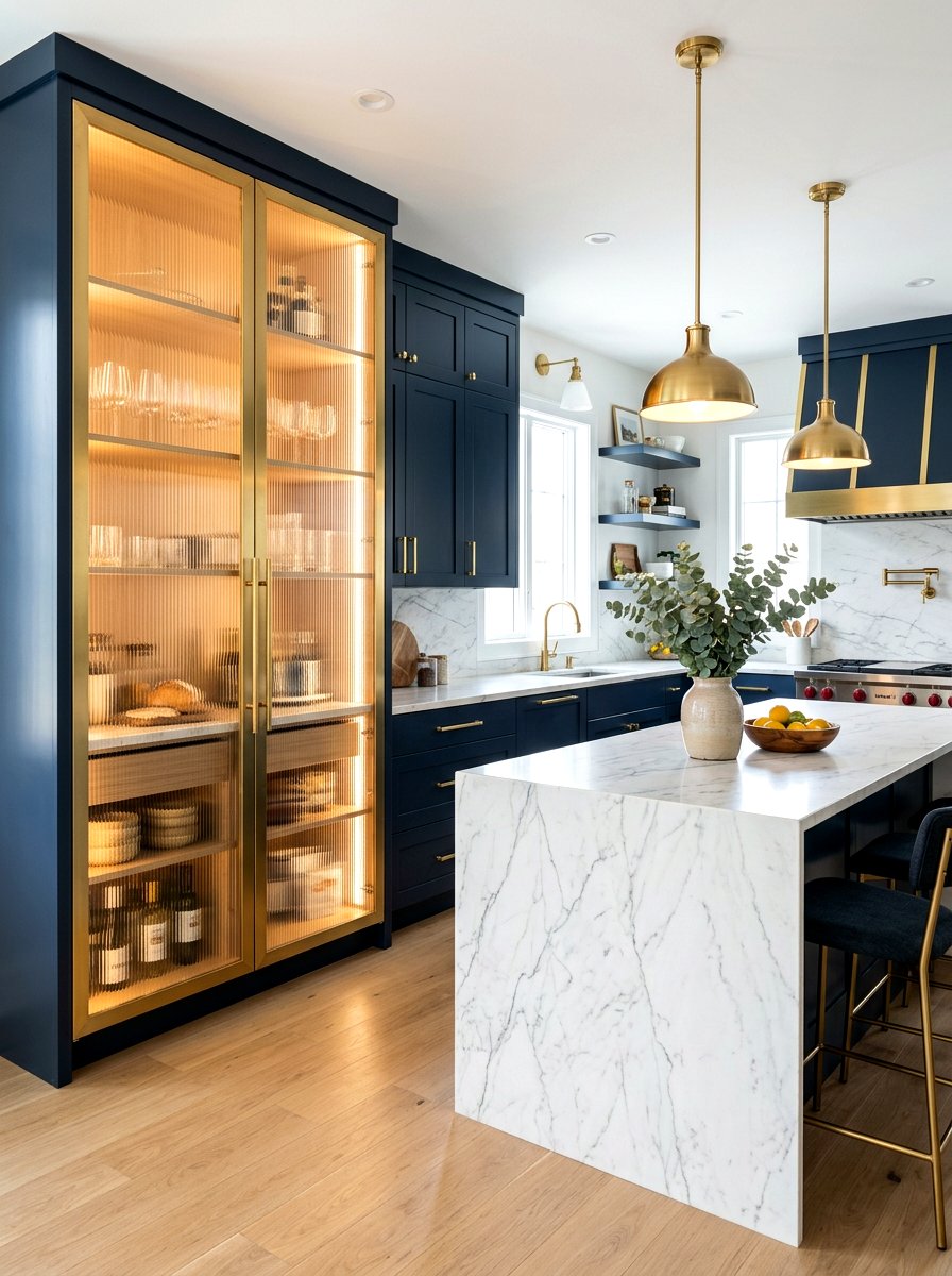 Brass Hardware Reeded Glass Pantry - 30 reeded glass pantry ideas