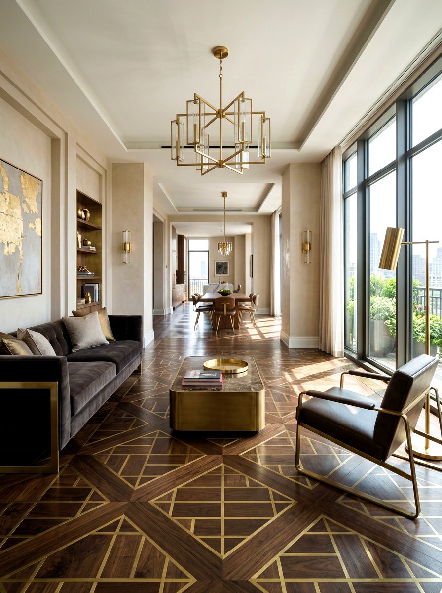 Brass Inlay Flooring - 30 metallic maximalist decor ideas
