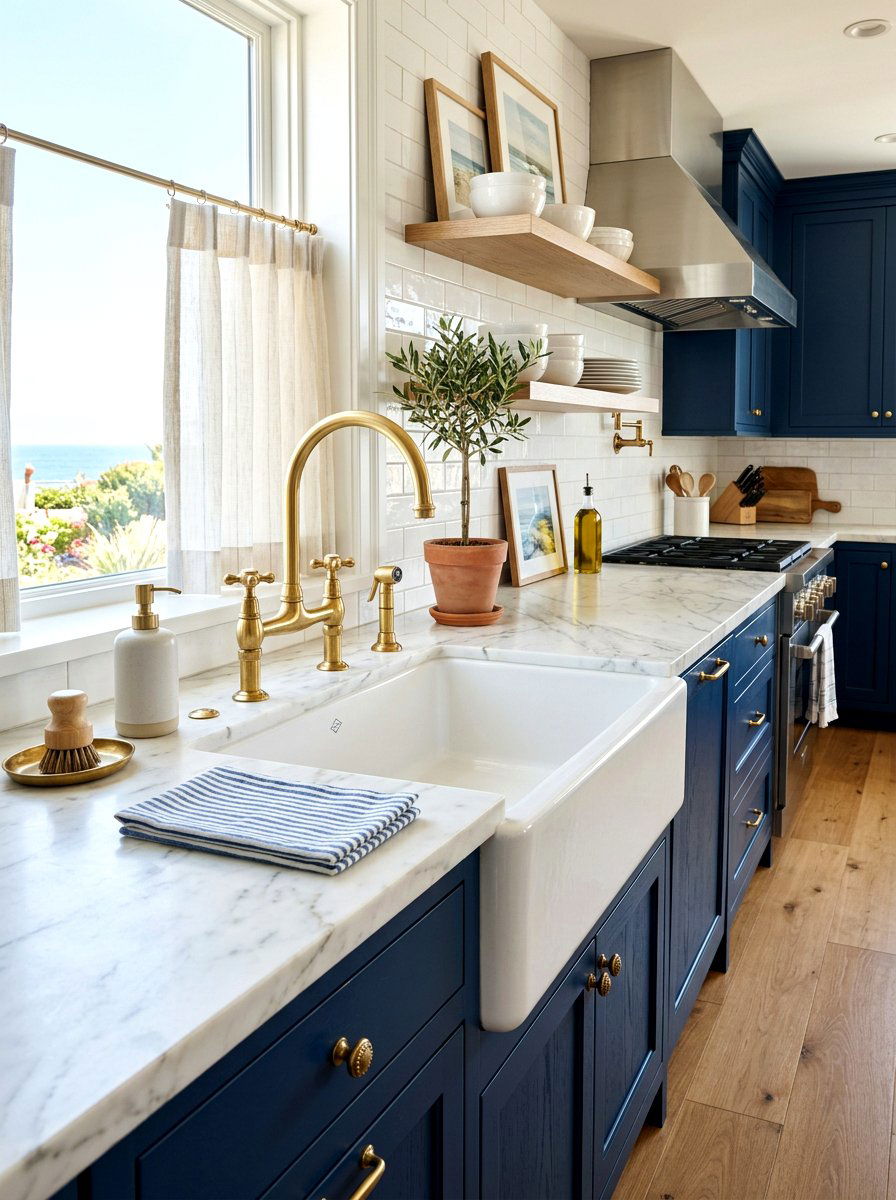 Brass Kitchen Faucet - 30 Hamptons kitchen ideas