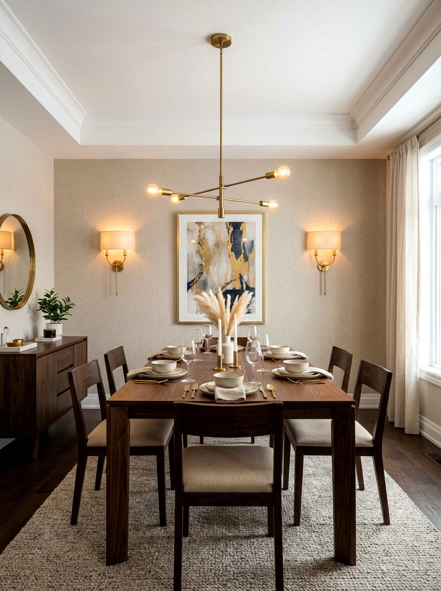 Brass Light Fixtures - 30 quiet luxury dining room ideas