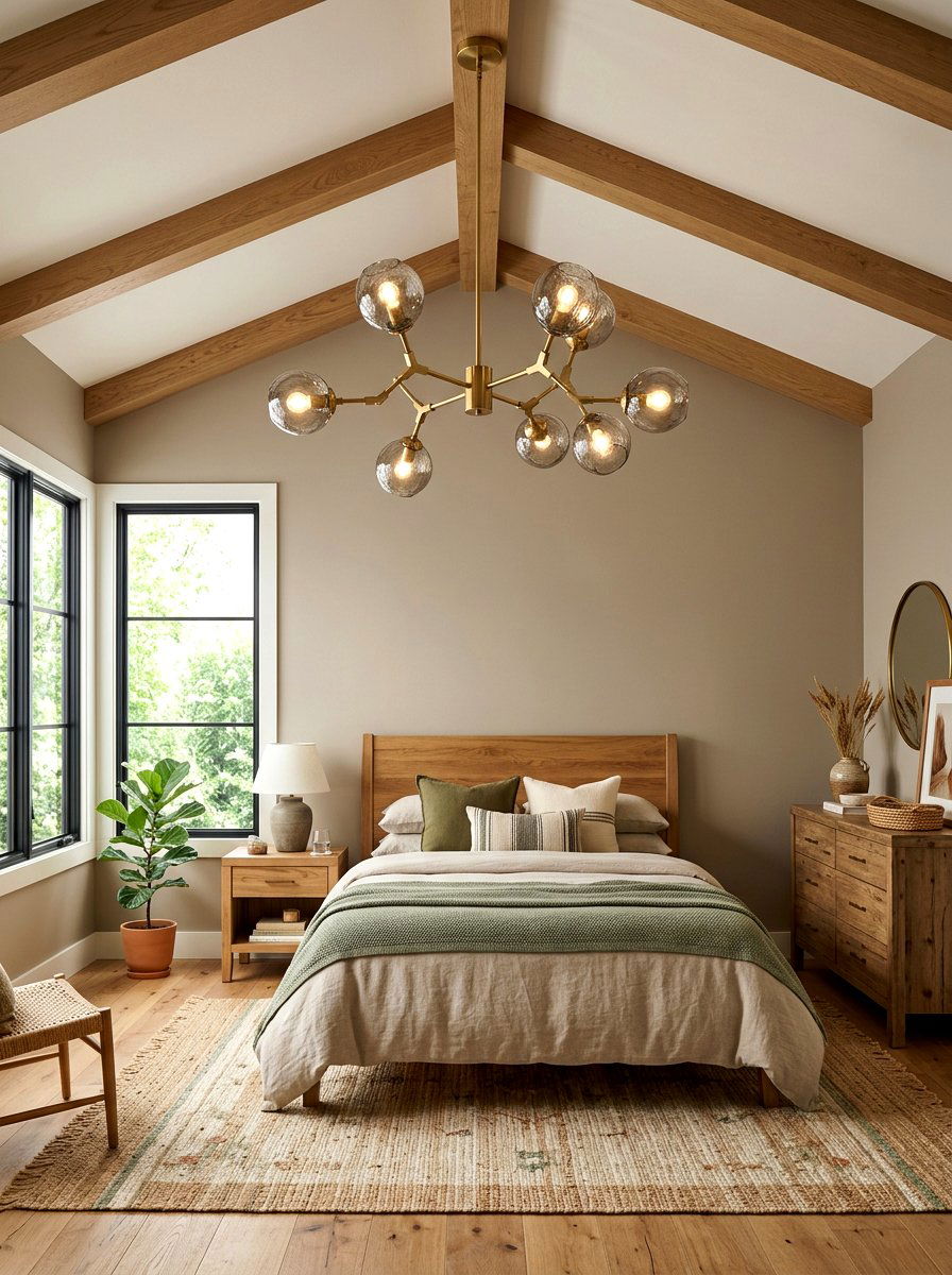 Brass Lighting Fixture - 30 earthy bedroom decor ideas