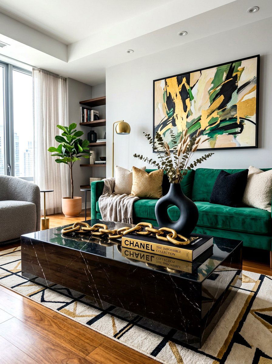 Brass Link Chain - 30 coffee table seasonal decor ideas