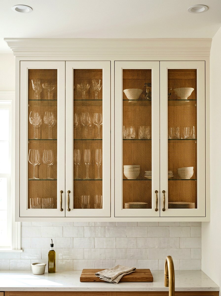 Brass Mesh Cabinet Inserts - 30 unlacquered brass kitchen ideas