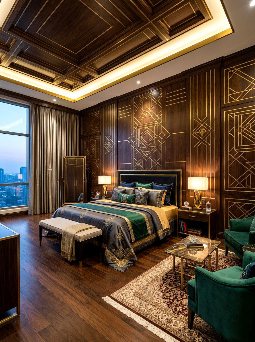 Brass Metal Inlay - 30 headboard wall ideas
