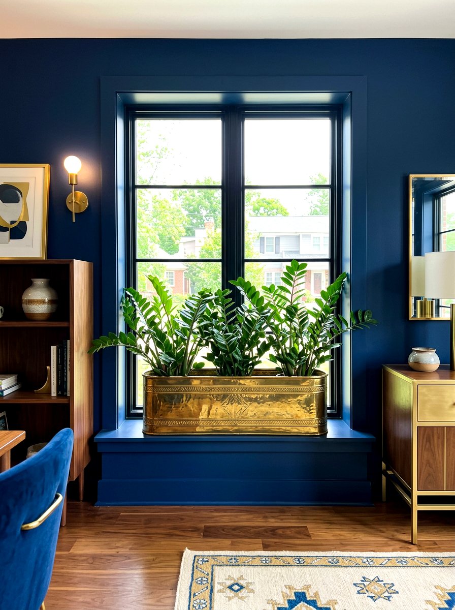 Brass Metal Window Planter - 30 windowsill planter ideas