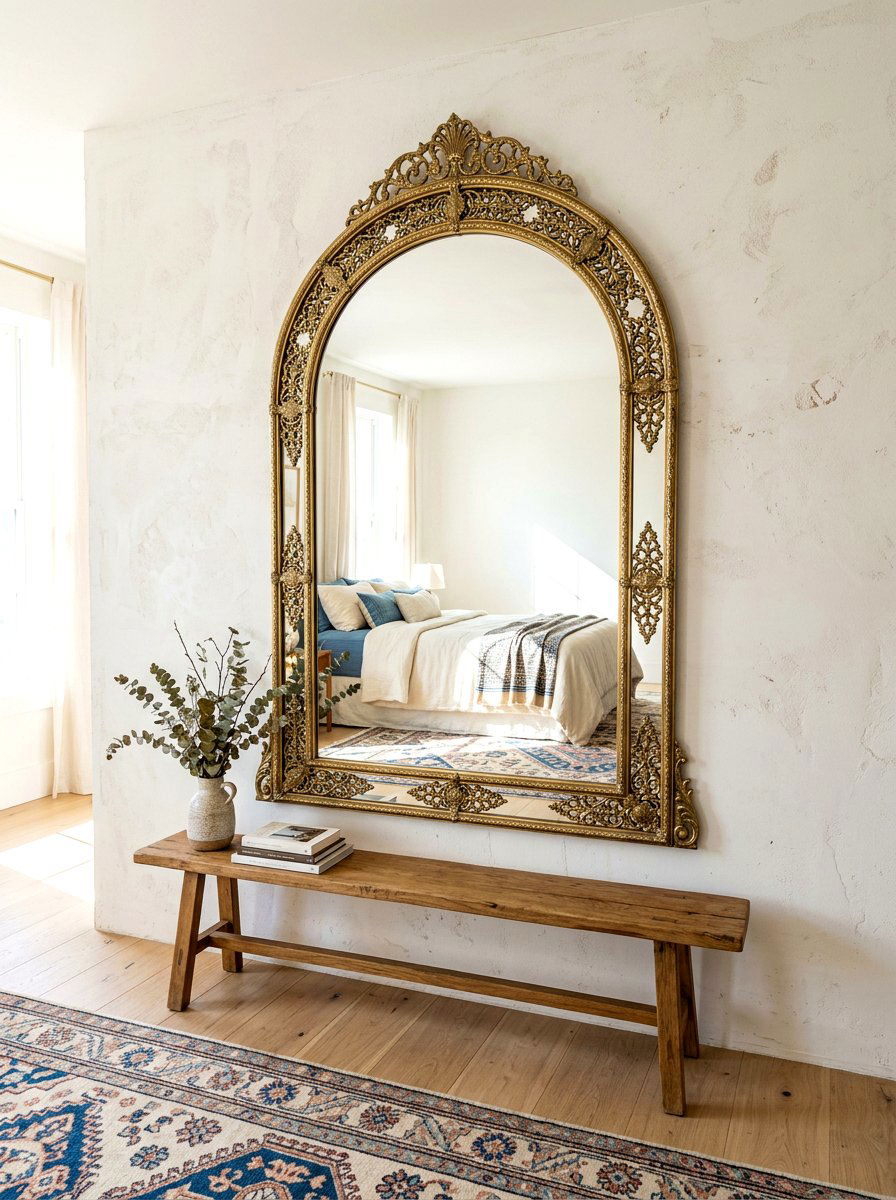 Brass Mirror Decor - 30 Moroccan bedroom ideas