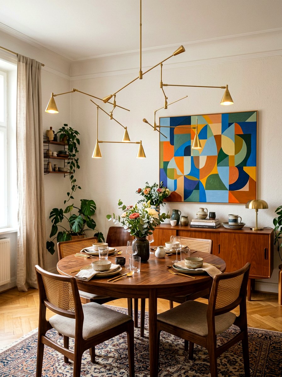 Brass Mobile Light Dining Room - 30 sculptural lighting dining room ideas