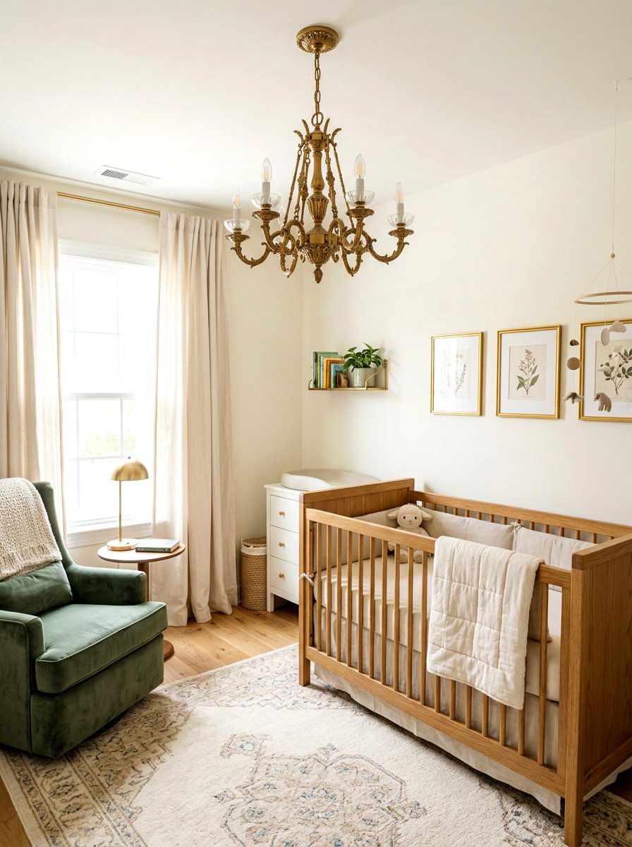 Brass Nursery Lighting - 30 soft heirloom nursery ideas