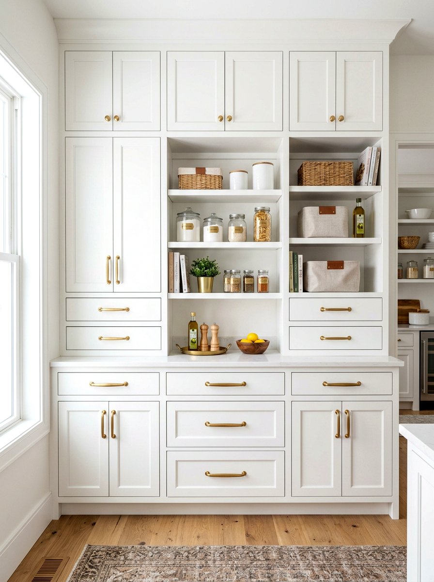 Brass Pantry Hardware - 30 farmhouse pantry ideas