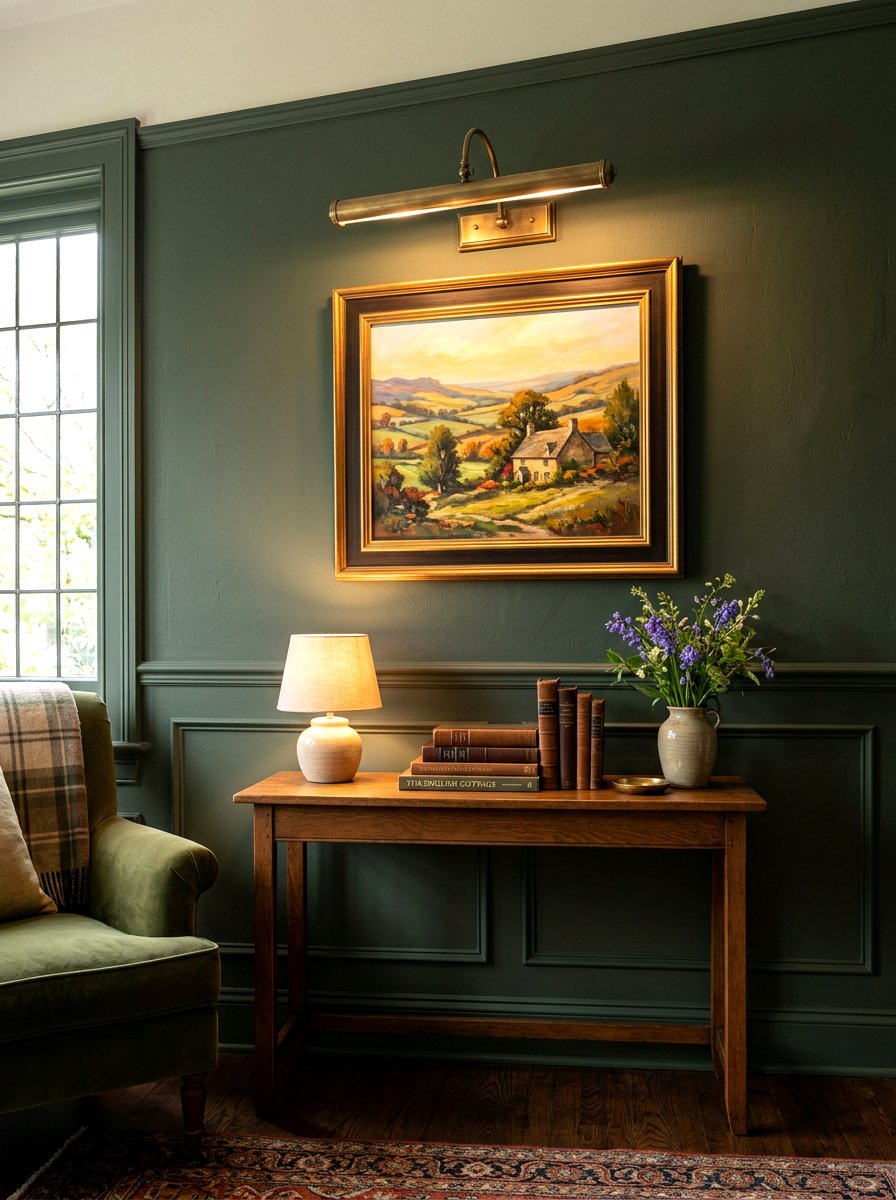 Brass Picture Light Fixtures - 30 English cottage living room ideas