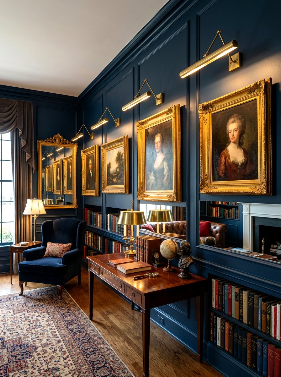 Brass Picture Lights - 30 English country living room ideas