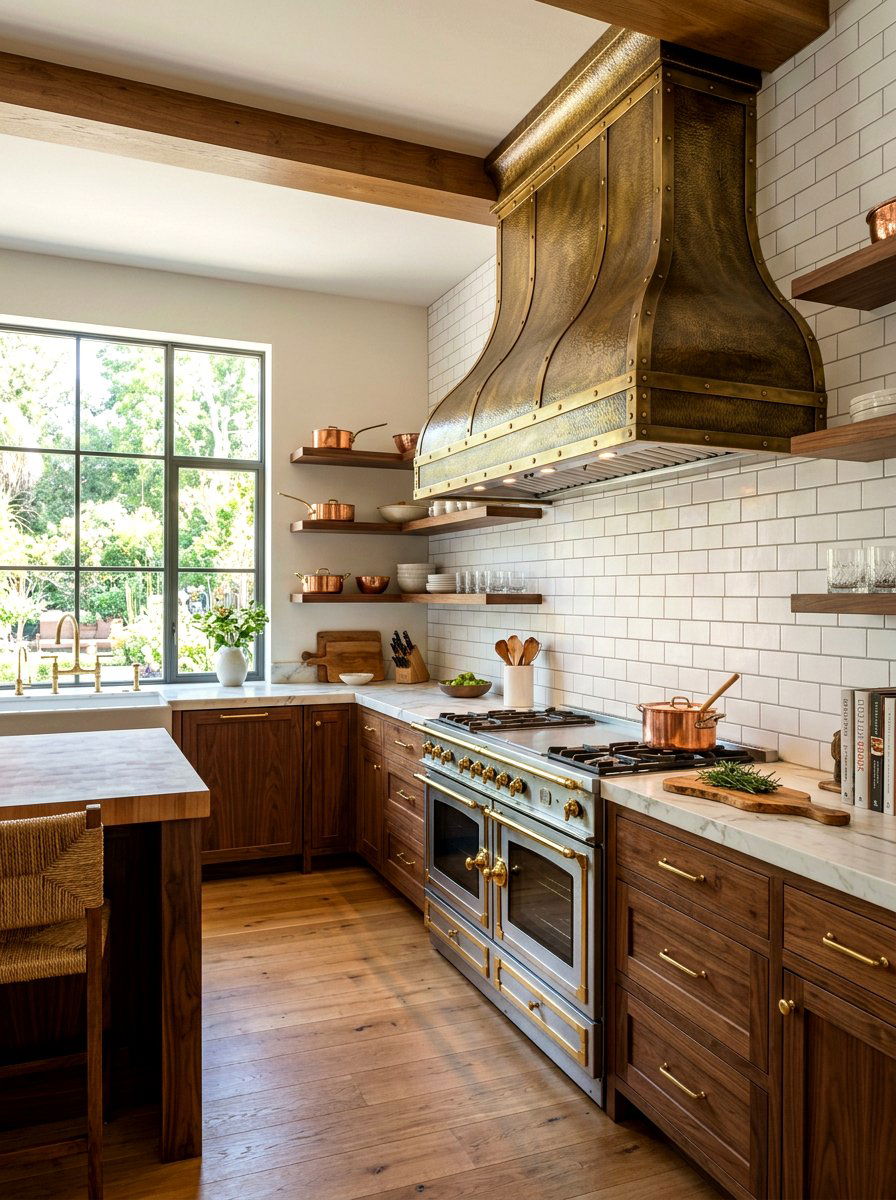 Brass Range Hood - 30 brass decor ideas
