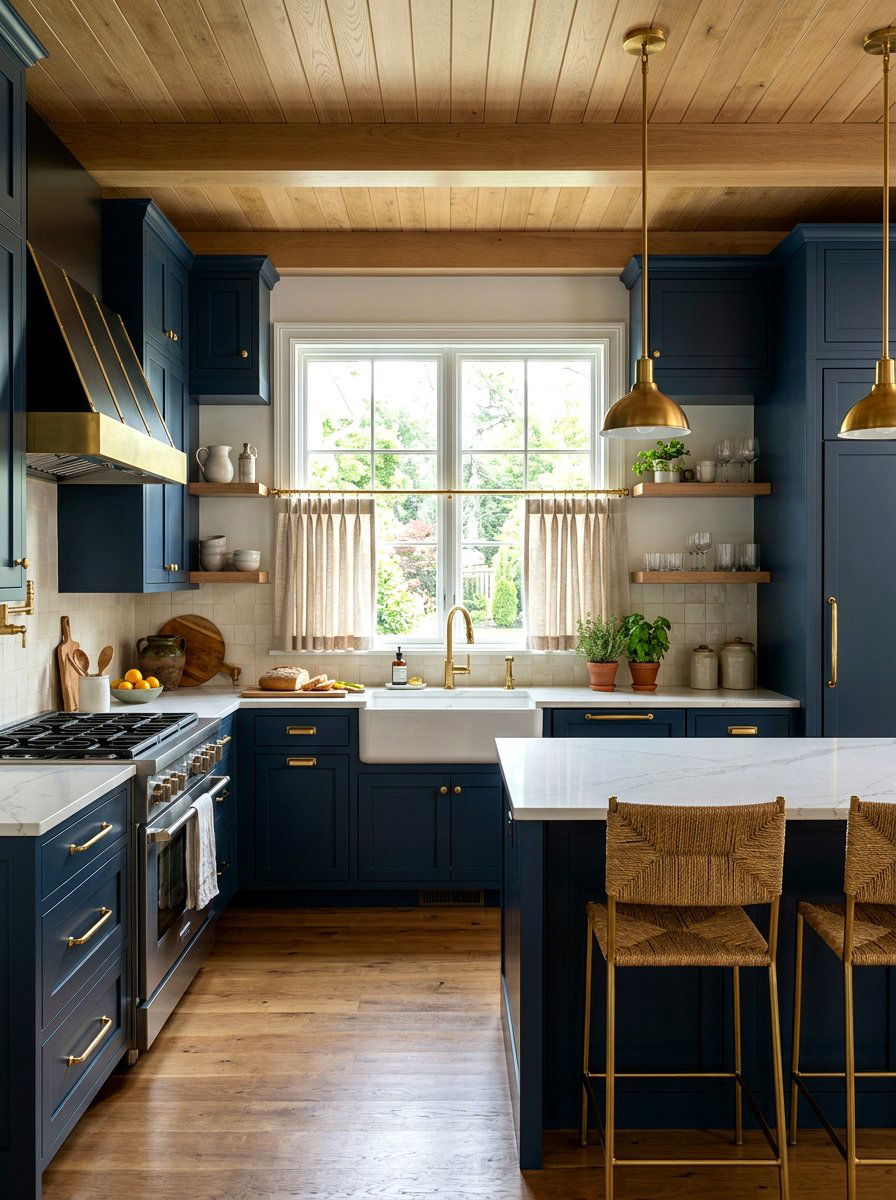 Brass Rod Cafe Curtain - 30 cafe curtain kitchen ideas