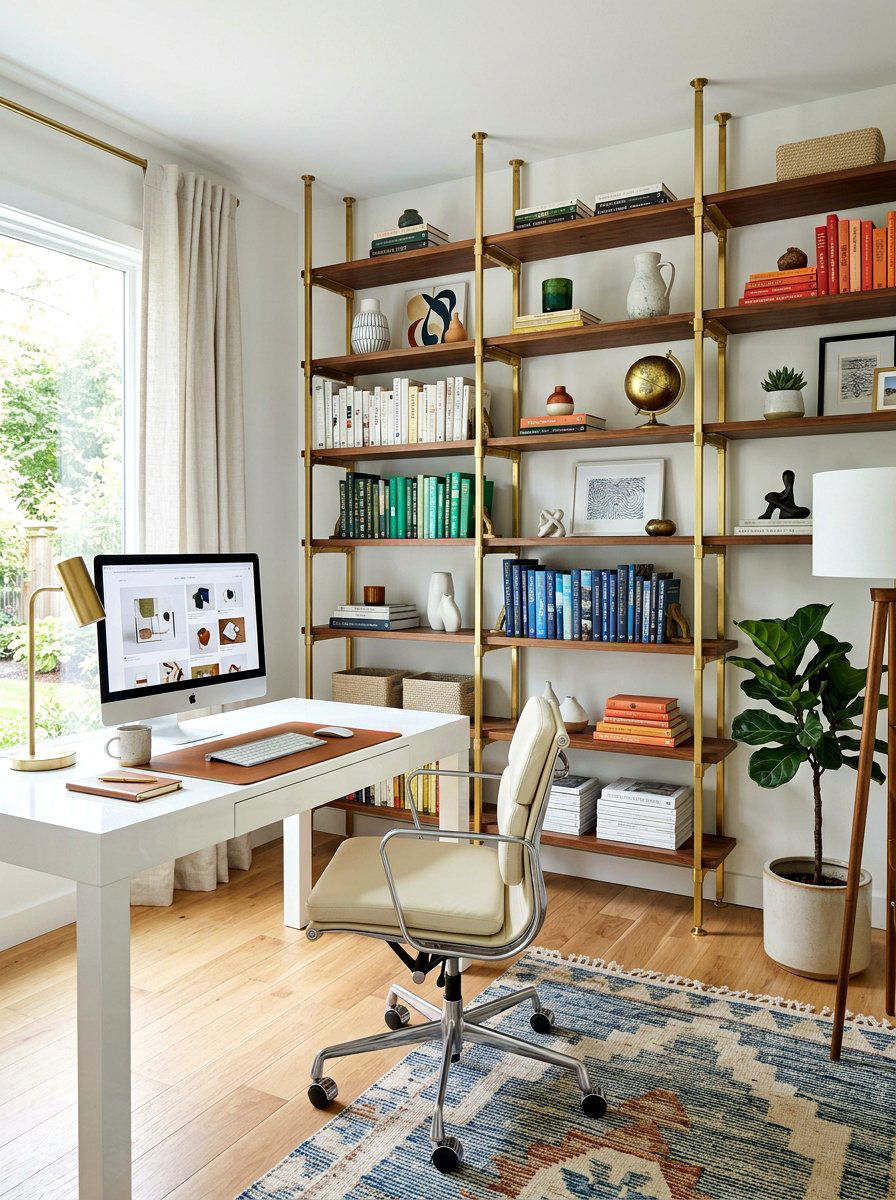 Brass Shelving Unit - 30 brass decor ideas