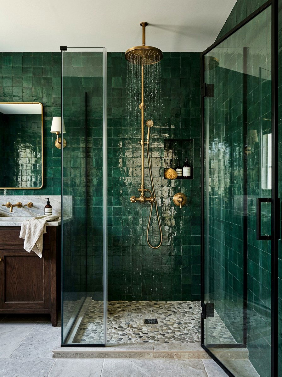 Brass Shower Head Bathroom - 30 Moroccan bathroom ideas