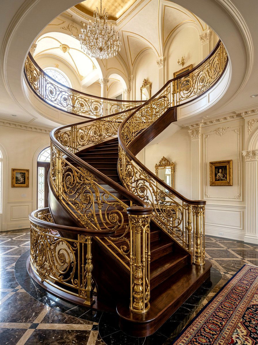 Brass Stair Railing - 30 brass decor ideas