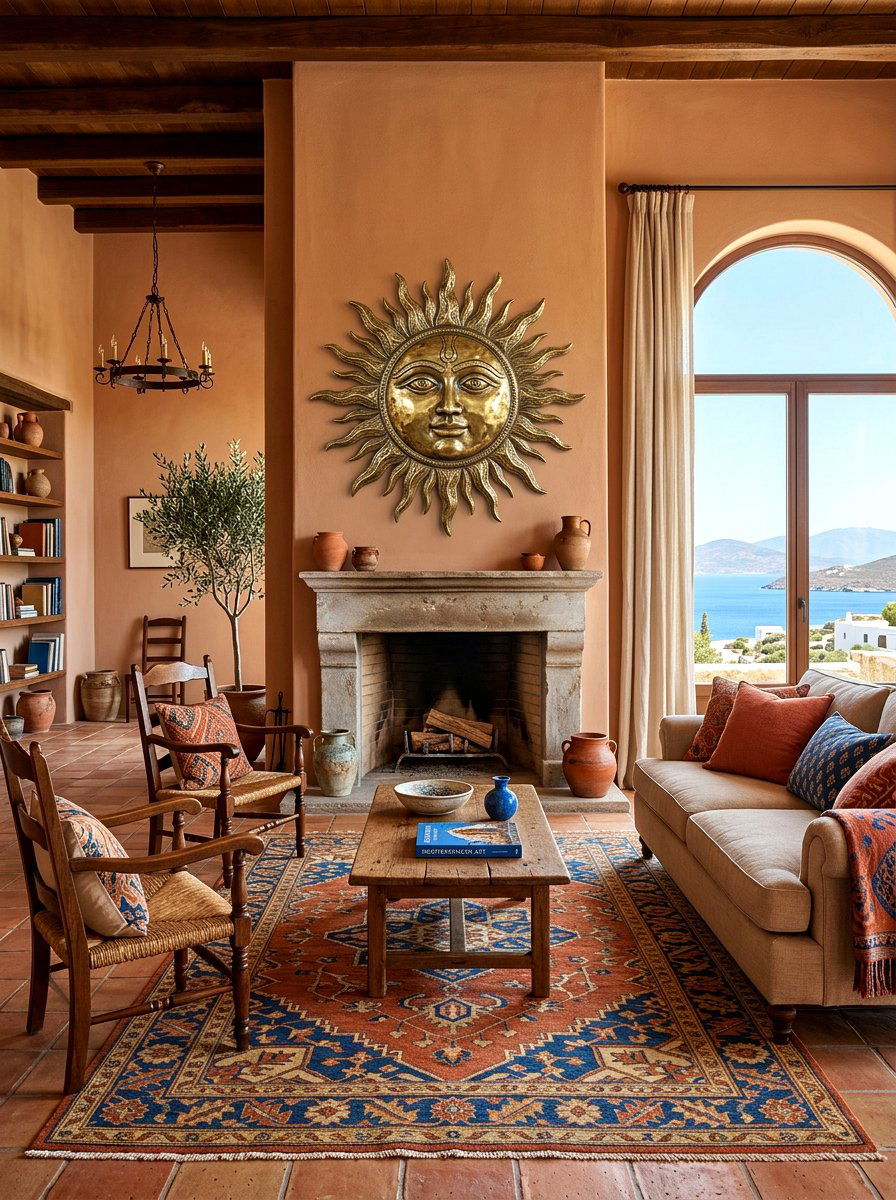 Brass Sun Face - 30 extra celestial living room ideas