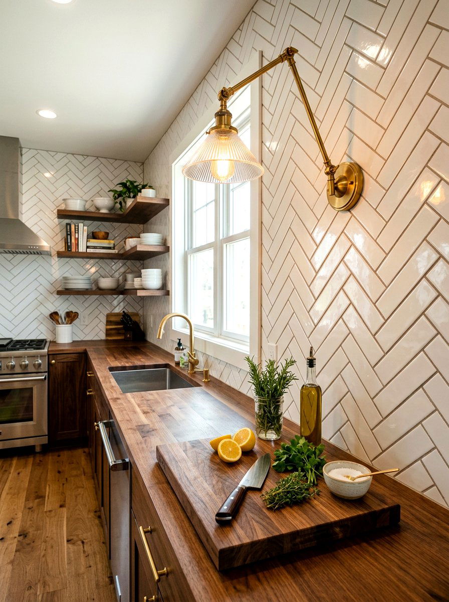 Brass Swing Arm Sconce - 30 Paris cafe kitchen ideas