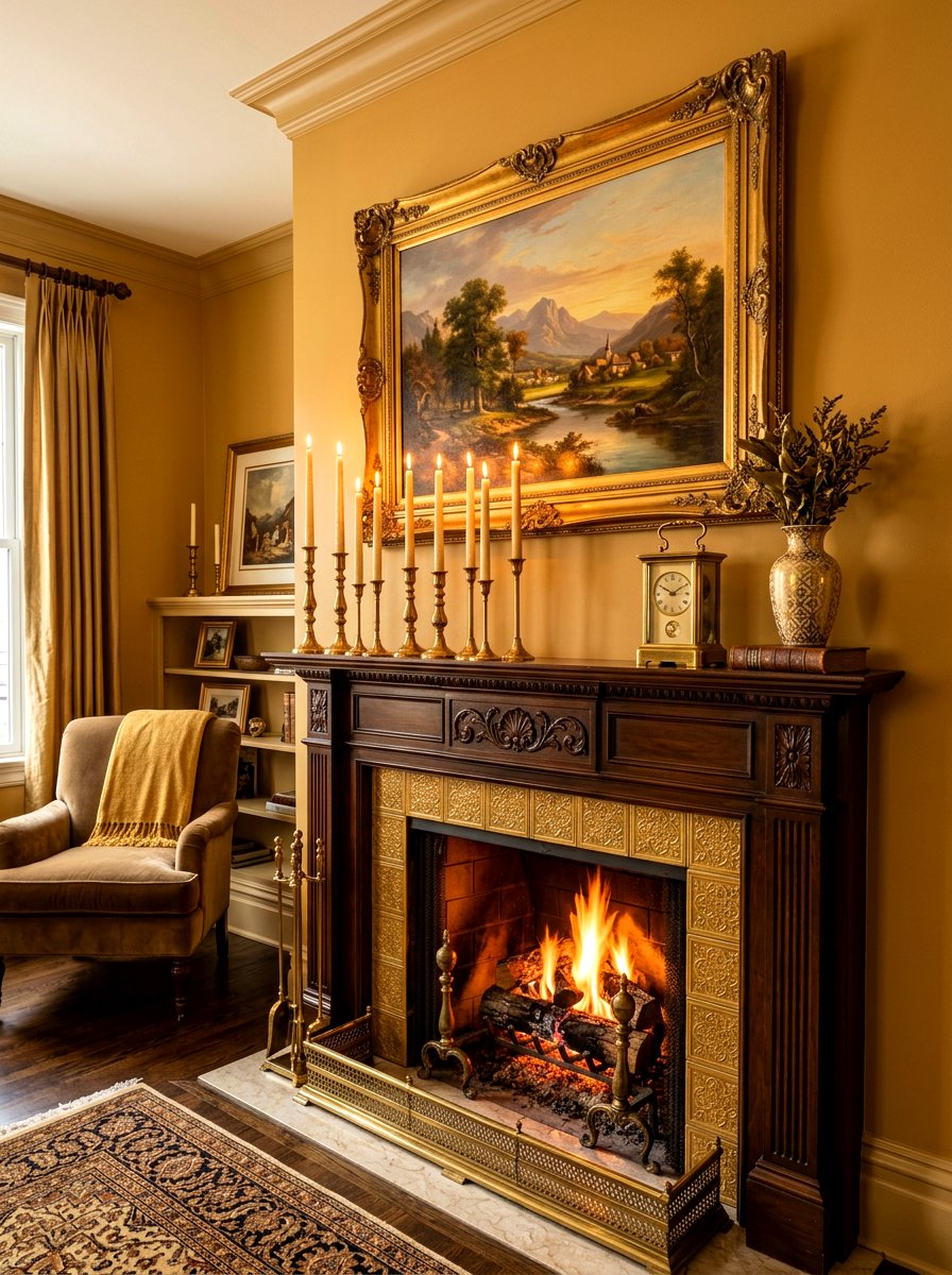 Brass Taper Candle Holder - 30 mantel candle styling ideas