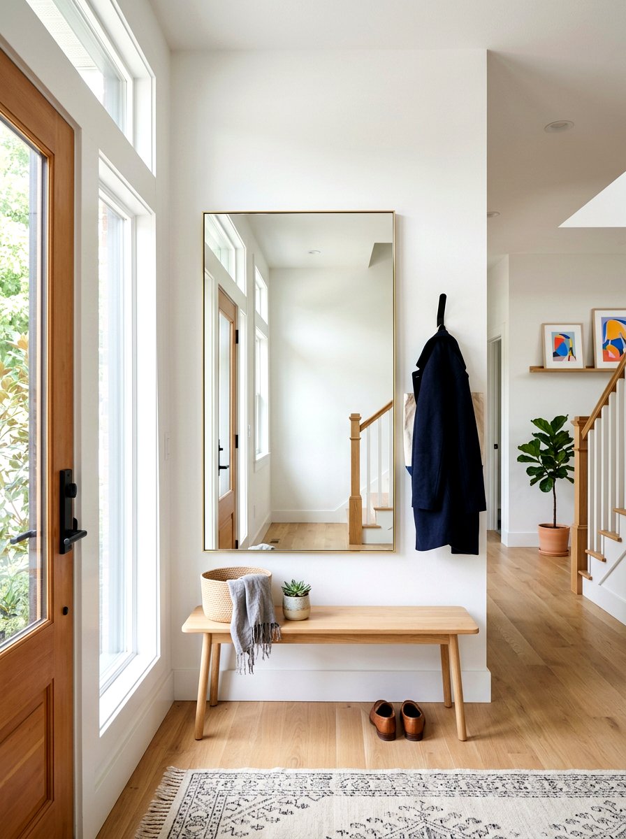 Brass Thin Mirror - 30 foyer mirror wall ideas