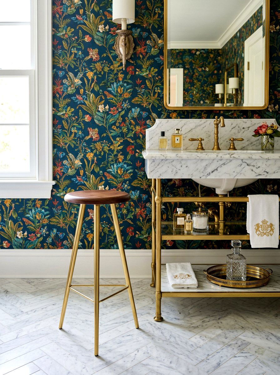 Brass Tripod Bathroom Stool - 30 bathroom stool ideas