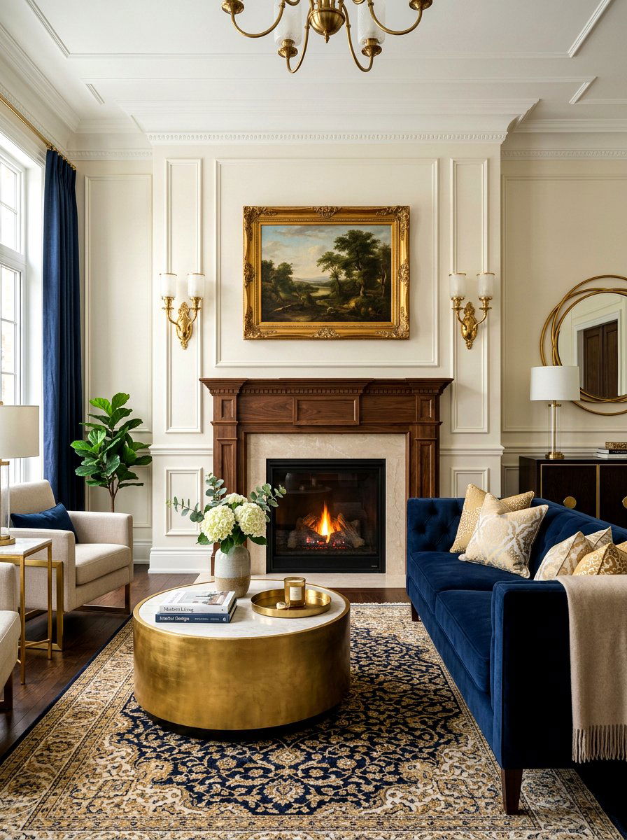 Brass Wall Sconce - 30 layered lighting living room ideas