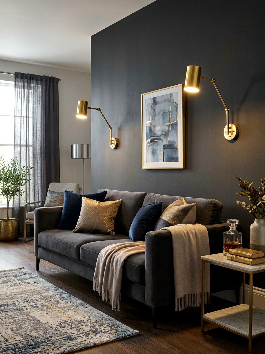 Brass Wall Sconce - 30 living room lighting ideas