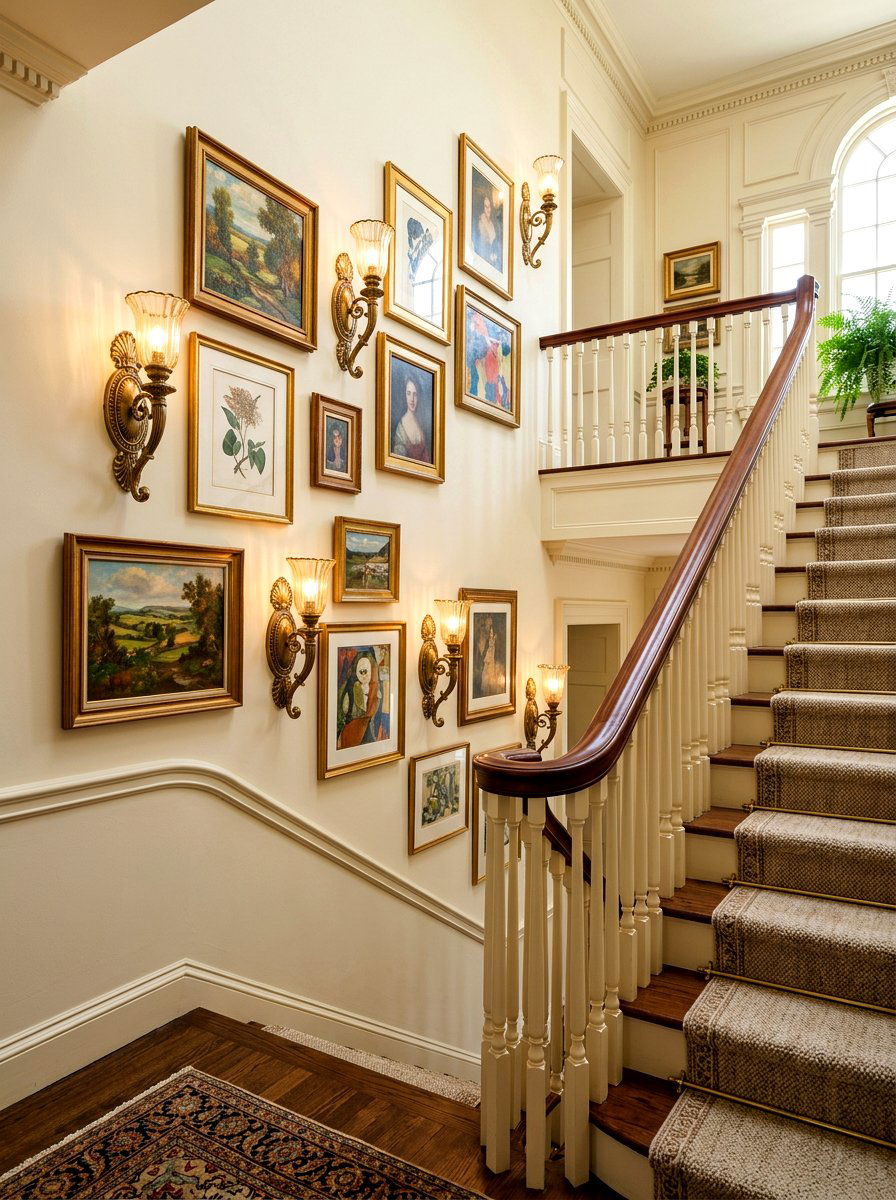 Brass Wall Sconce - 30 staircase lighting ideas