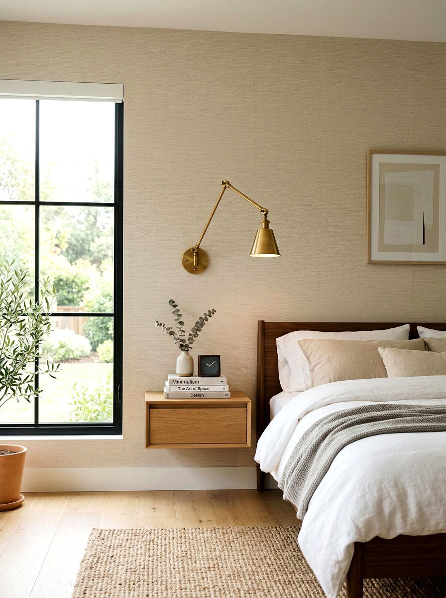 Brass Wall Sconce - 30 boutique hotel bedroom ideas
