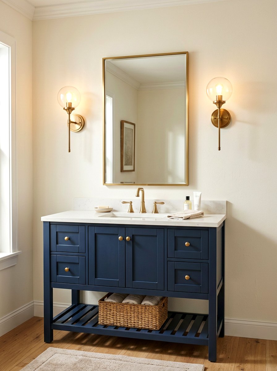 Brass Wall Sconce Lighting - 30 guest powder room decor ideas