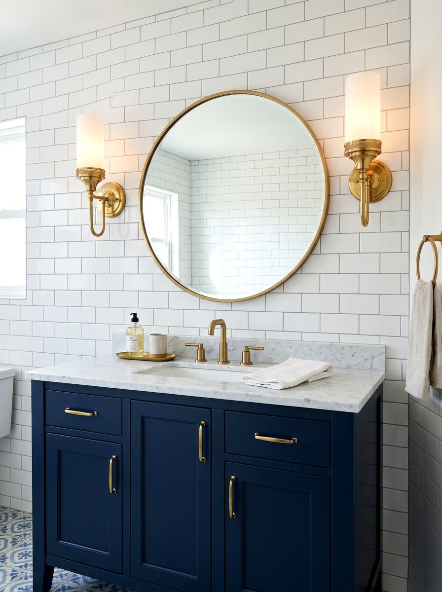 Brass Wall Sconce Lighting - 30 art deco bathroom ideas
