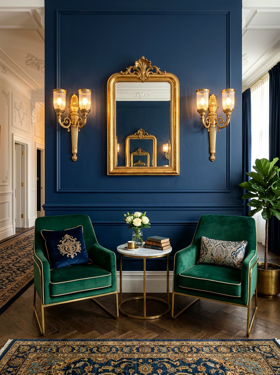 Brass Wall Sconces - 30 moody hotel lobby living room ideas