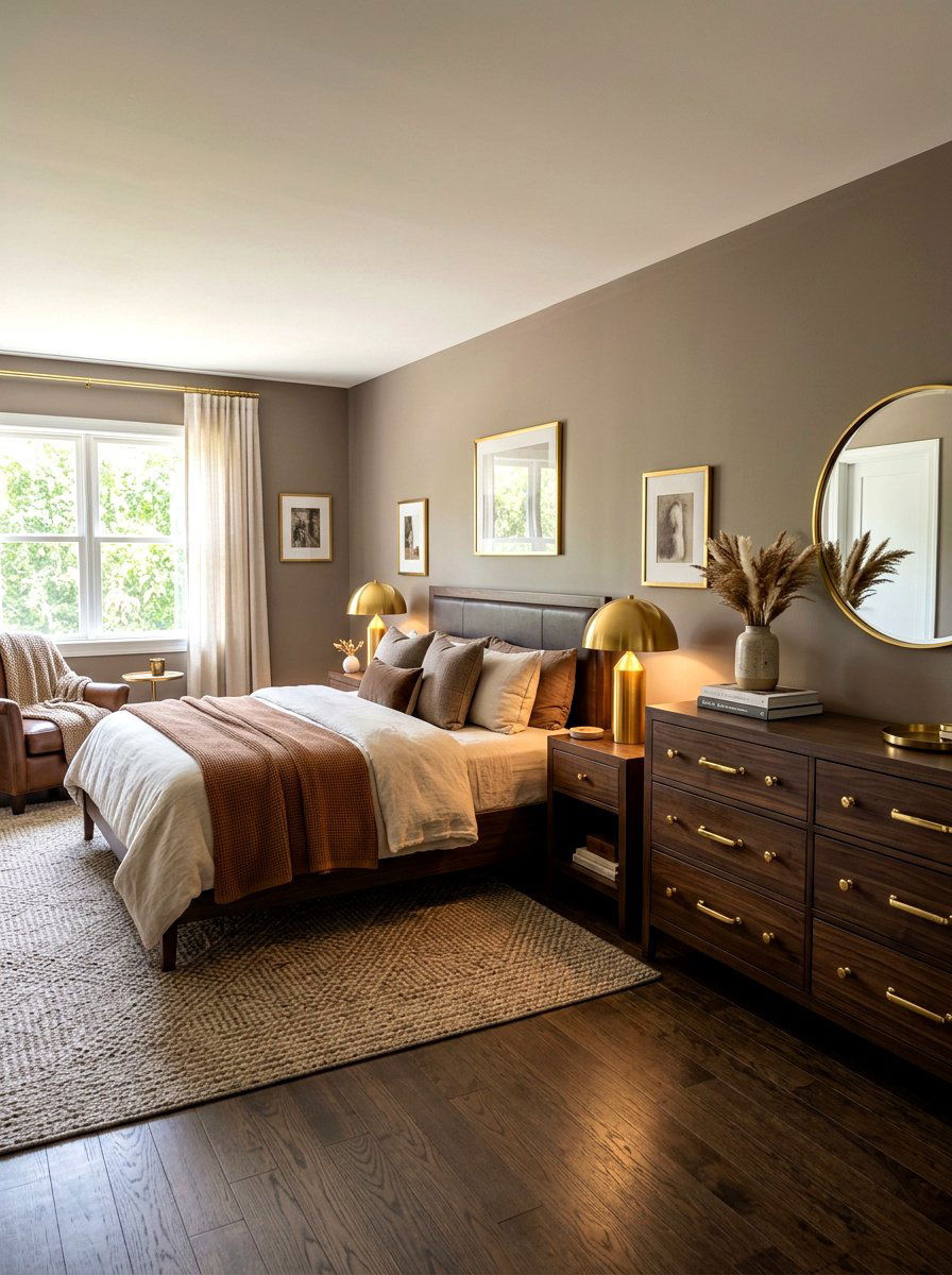Brass and Brown Bedroom Style - 30 all brown bedroom ideas