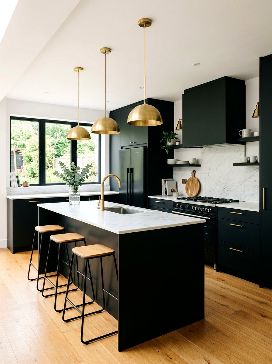 Brass and black kitchen - 30 mixed metal decor ideas