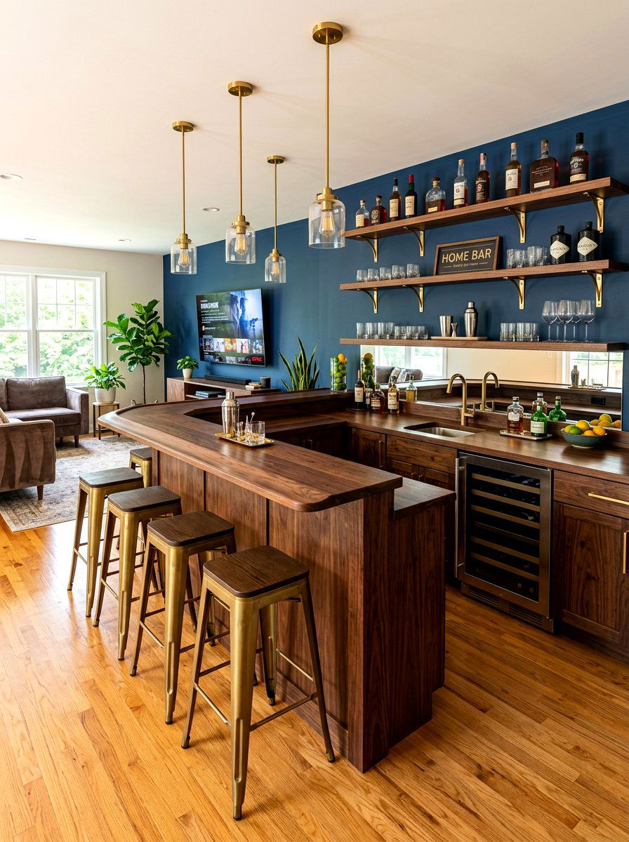 Brass and stainless steel bar - 30 mixed metal decor ideas