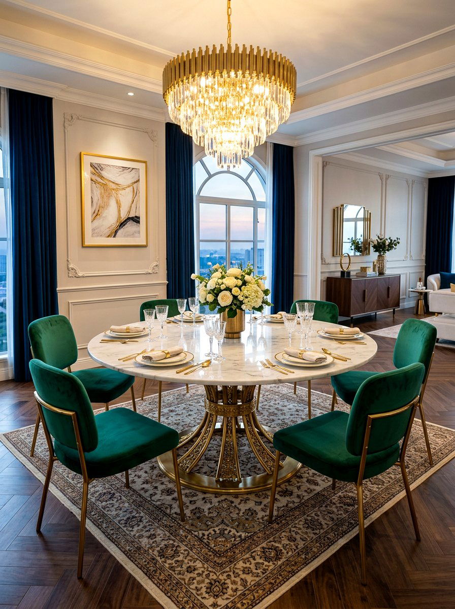Brass base round table - 30 round dining table ideas