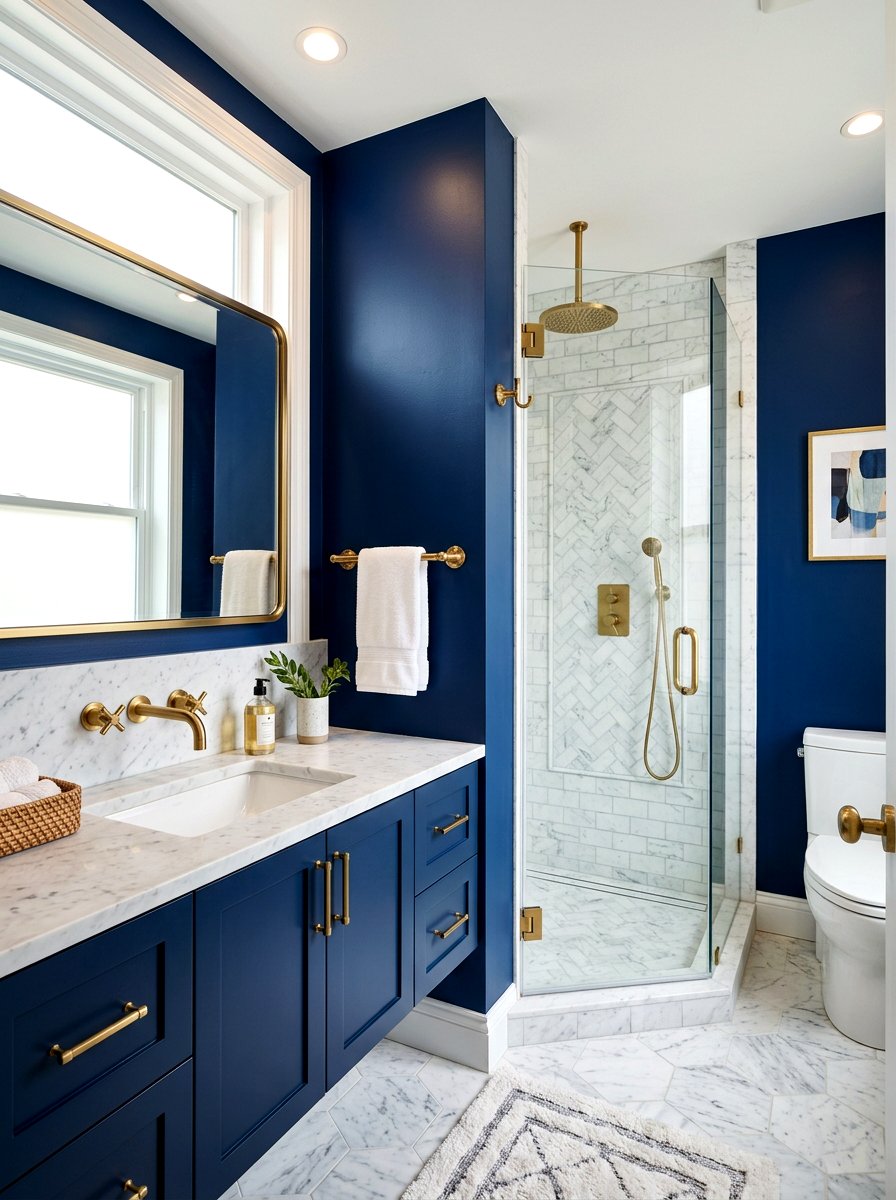 Brass bathroom fixtures - 30 small guest bath decor ideas