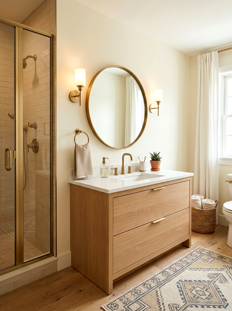 Brass bathroom hardware - 30 Scandinavian bathroom ideas