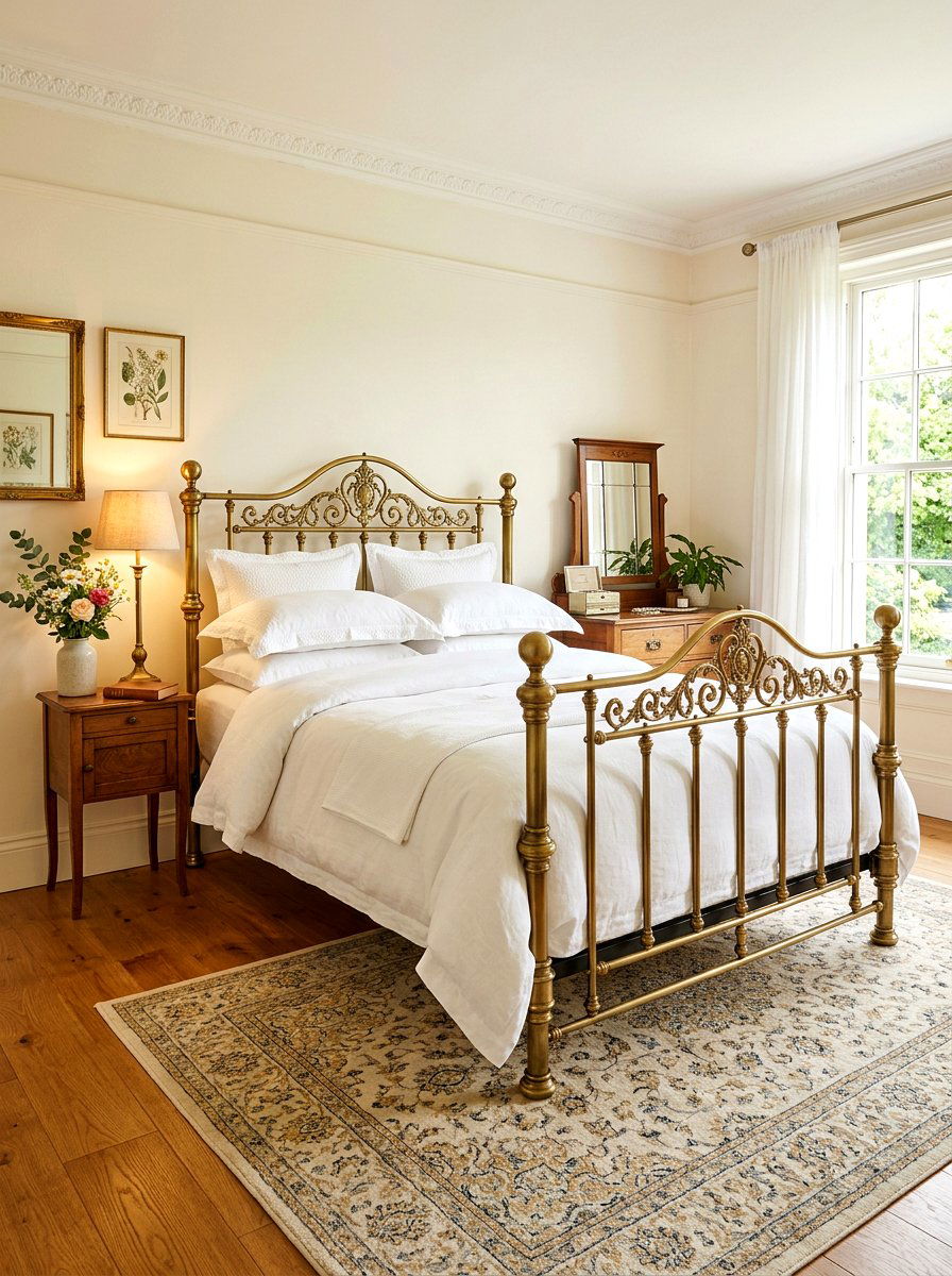 Brass bed frame - 30 luxury bedscape ideas