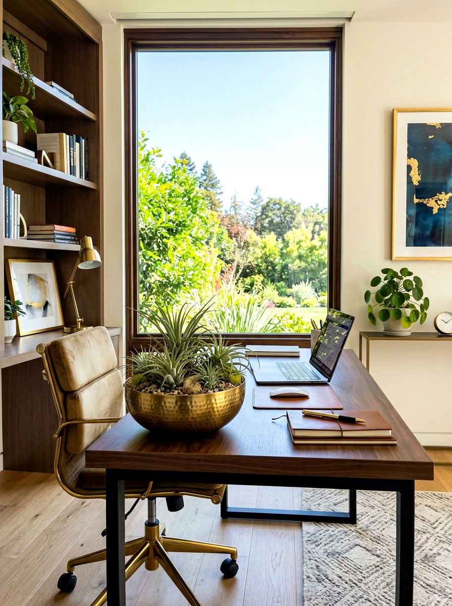 Brass bowl with air plants - 30 centerpiece bowl ideas
