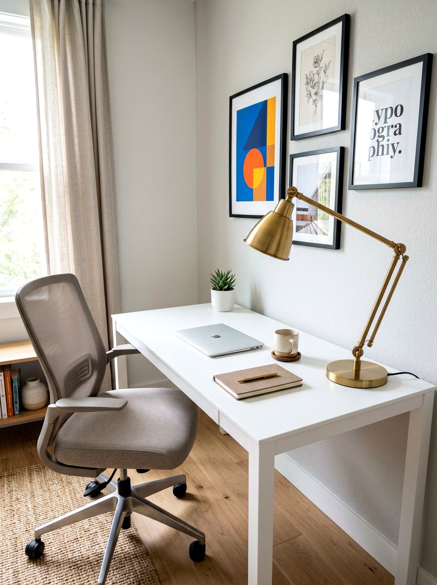 Brass desk lamp - 30 quiet luxury office ideas