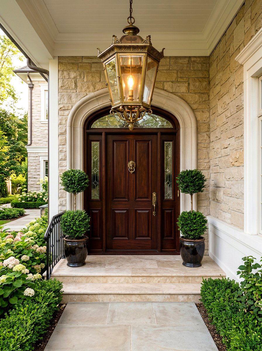 Brass entry light - 30 exterior lighting ideas for front of house