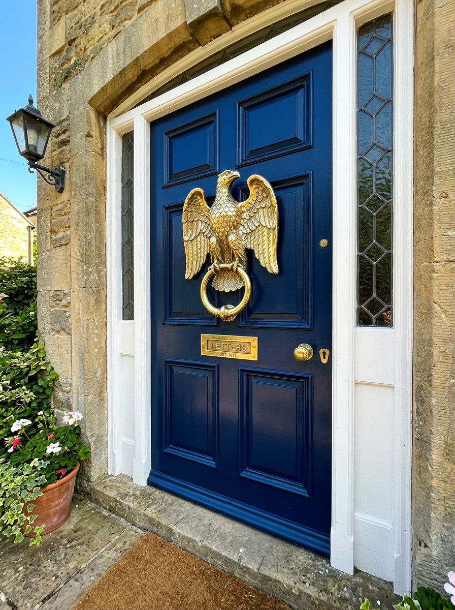 Brass front door knocker - 30 colonial front porch ideas