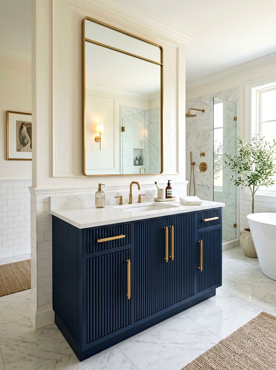 Brass handle reeded vanity - 30 reeded vanity bathroom ideas