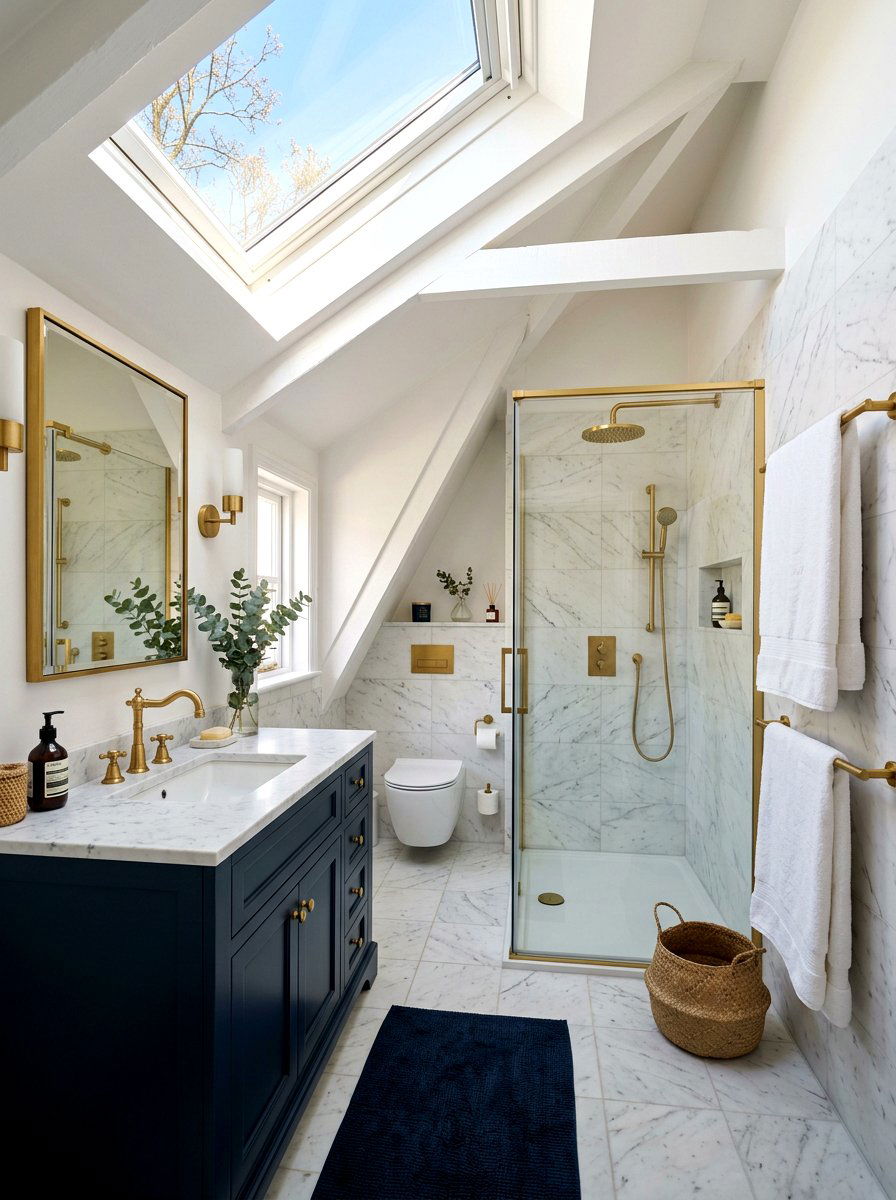 Brass hardware attic bathroom - 30 attic bathroom ideas