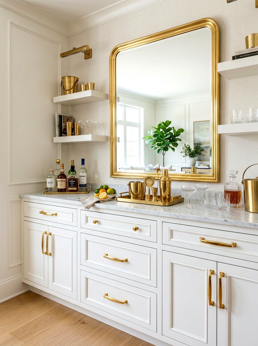 Brass hardware bar decor - 30 cocktail nook ideas aesthetic