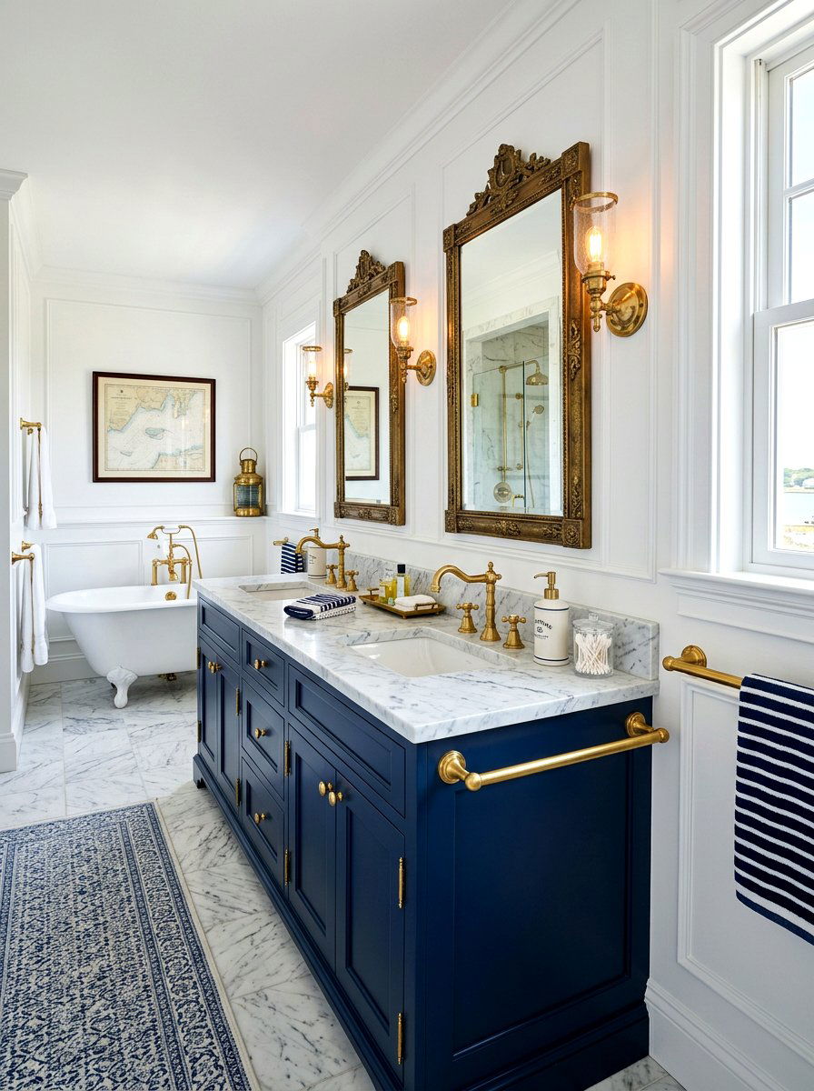 Brass hardware bathroom - 30 nautical bathroom ideas