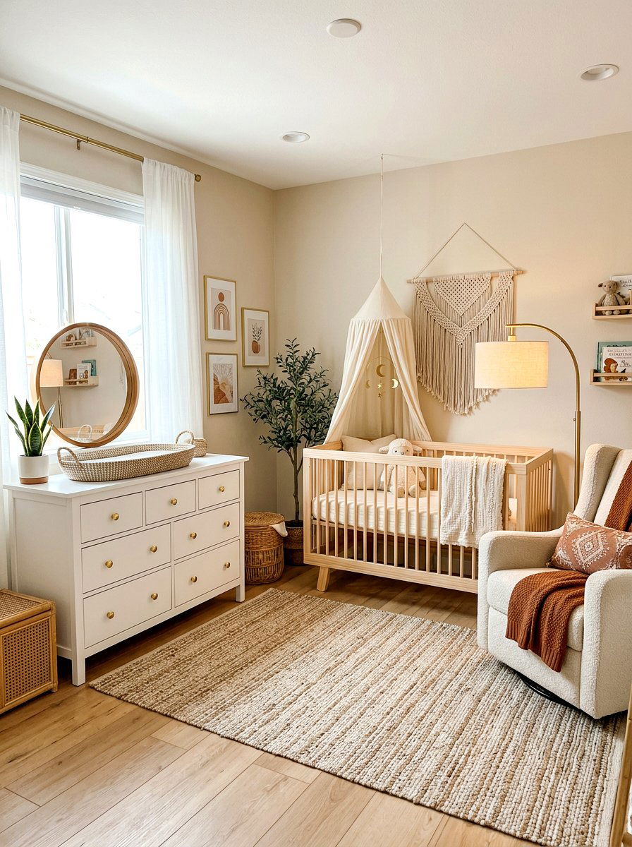 Brass hardware boho nursery - 30 boho nursery ideas