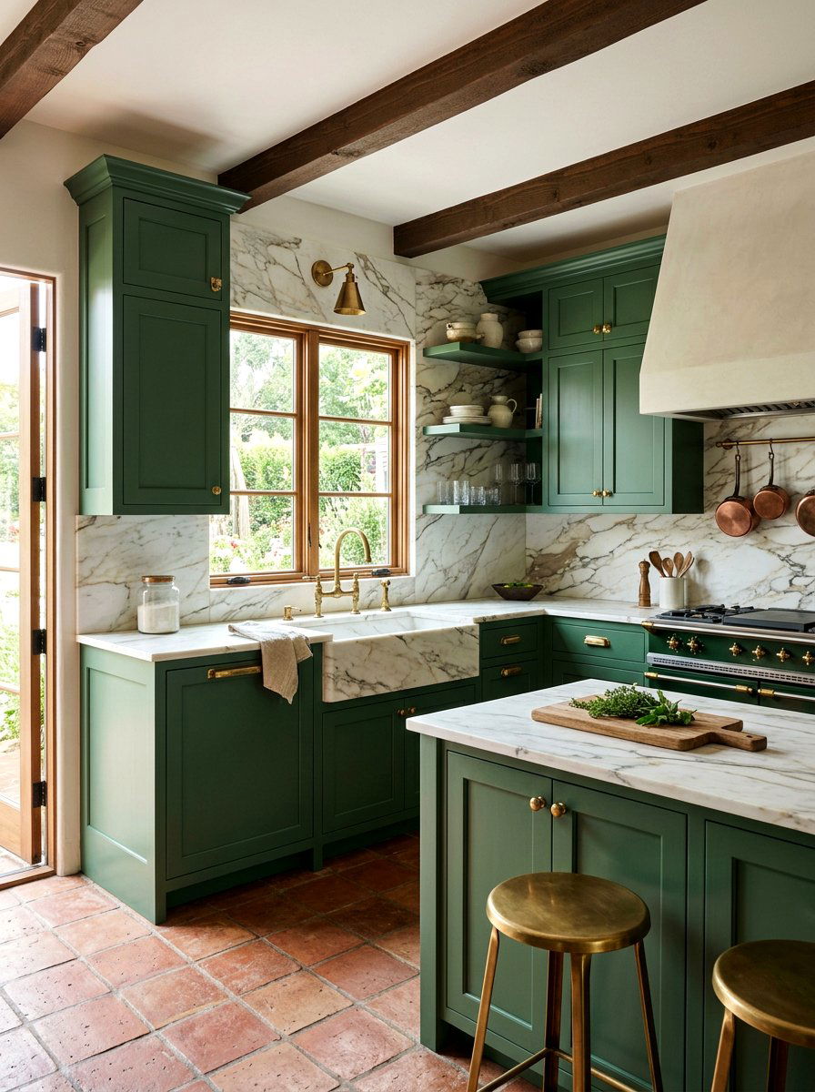 Brass hardware kitchen - 30 rustic European kitchen ideas
