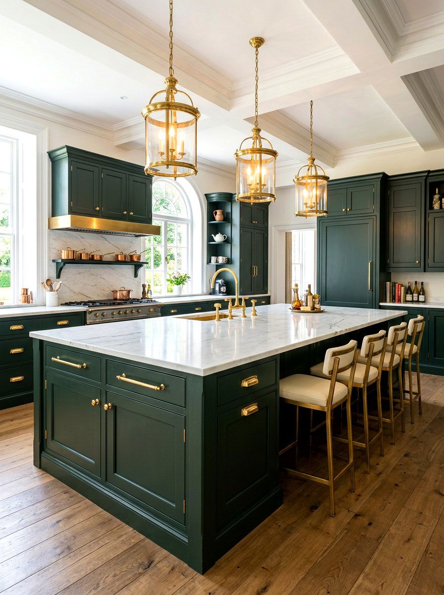 Brass hardware kitchen islands - 30 double island kitchen ideas